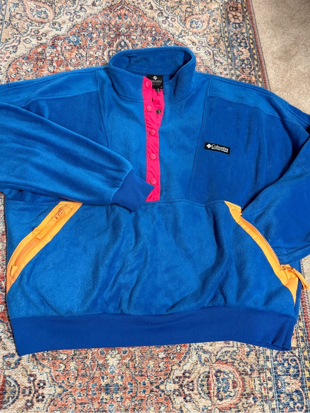 Columbia Royal Blue Fleece half snap winter trainer pullover